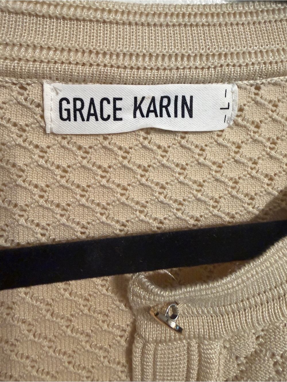 GRACE KARIN Textured Button-Down Cardigan Sweater - Cream/Beige - Picture 5 of 10
